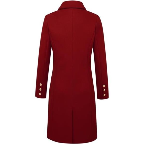 Women's Fall Winter Wool Coat Double Breasted Midi Peacoat Trench Coat - Picture 5 of 6